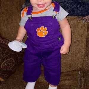 Purple Clemson Baby Overalls